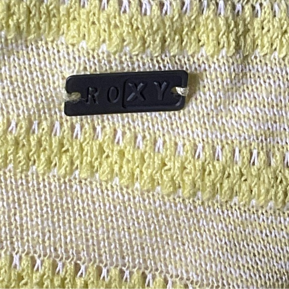 Roxy EUC Neon Yellow Striped Scoop Neck Long Sleeve Top, Size XS - Picture 3 of 9